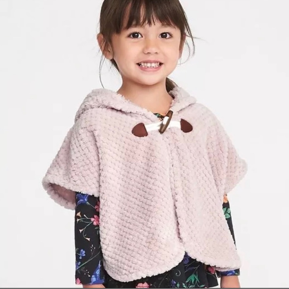 old navy dusty rose hooded poncho‎ girls